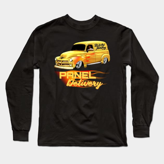 1954 GM Panel Delivery Classic Truck Wild Turkey Slammed Flamed Long Sleeve T-Shirt by CharJens